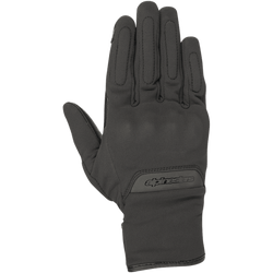 Alpinestars C1 Windstopper V2 Gloves, Urban Motorcycle Gloves, Black, top view showing the back of the hand, windproof textile construction, subtle integrated knuckle protection, Alpinestars branding on the wrist cuff