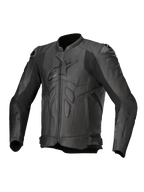 Alpinestars Jaqueta de Couro Dusk, casaco de moto para homem, preto, em couro bovino com protetores de ombro DFS.