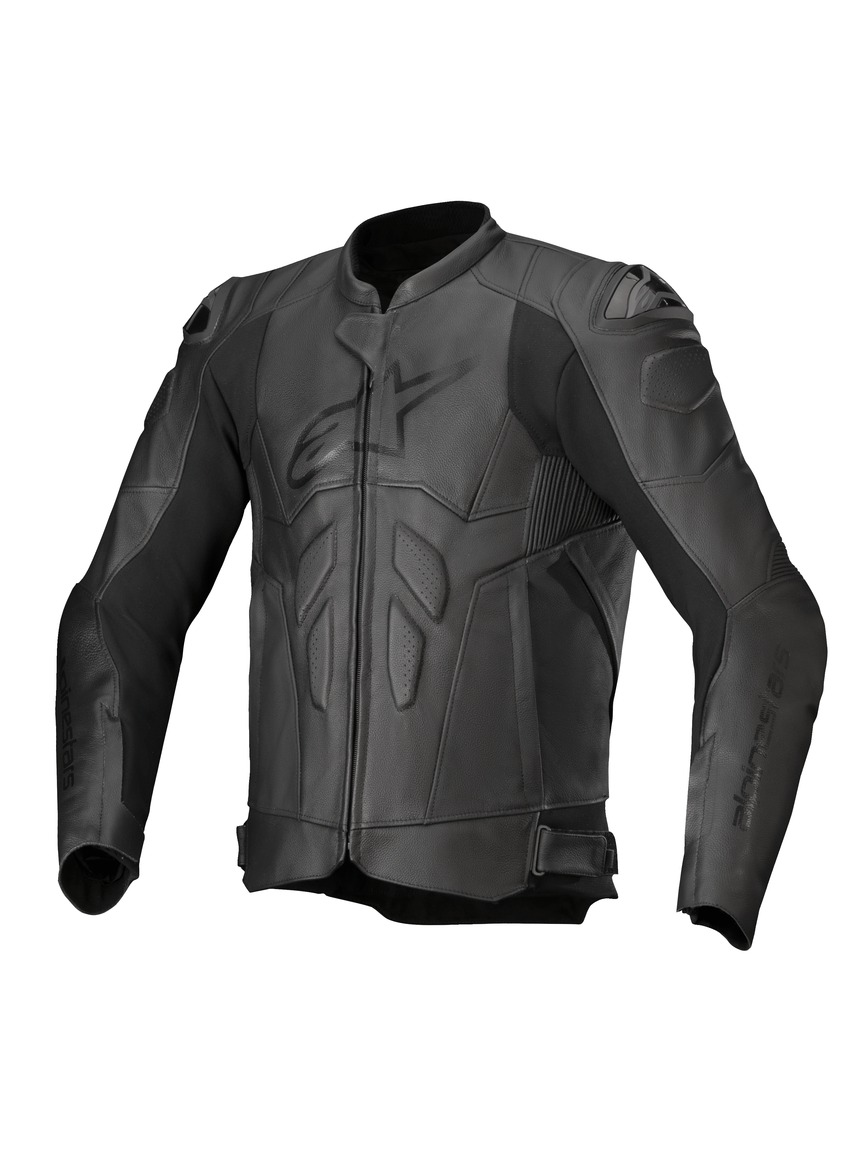 Alpinestars Jaqueta de Couro Dusk, casaco de moto para homem, preto, em couro bovino com protetores de ombro DFS.