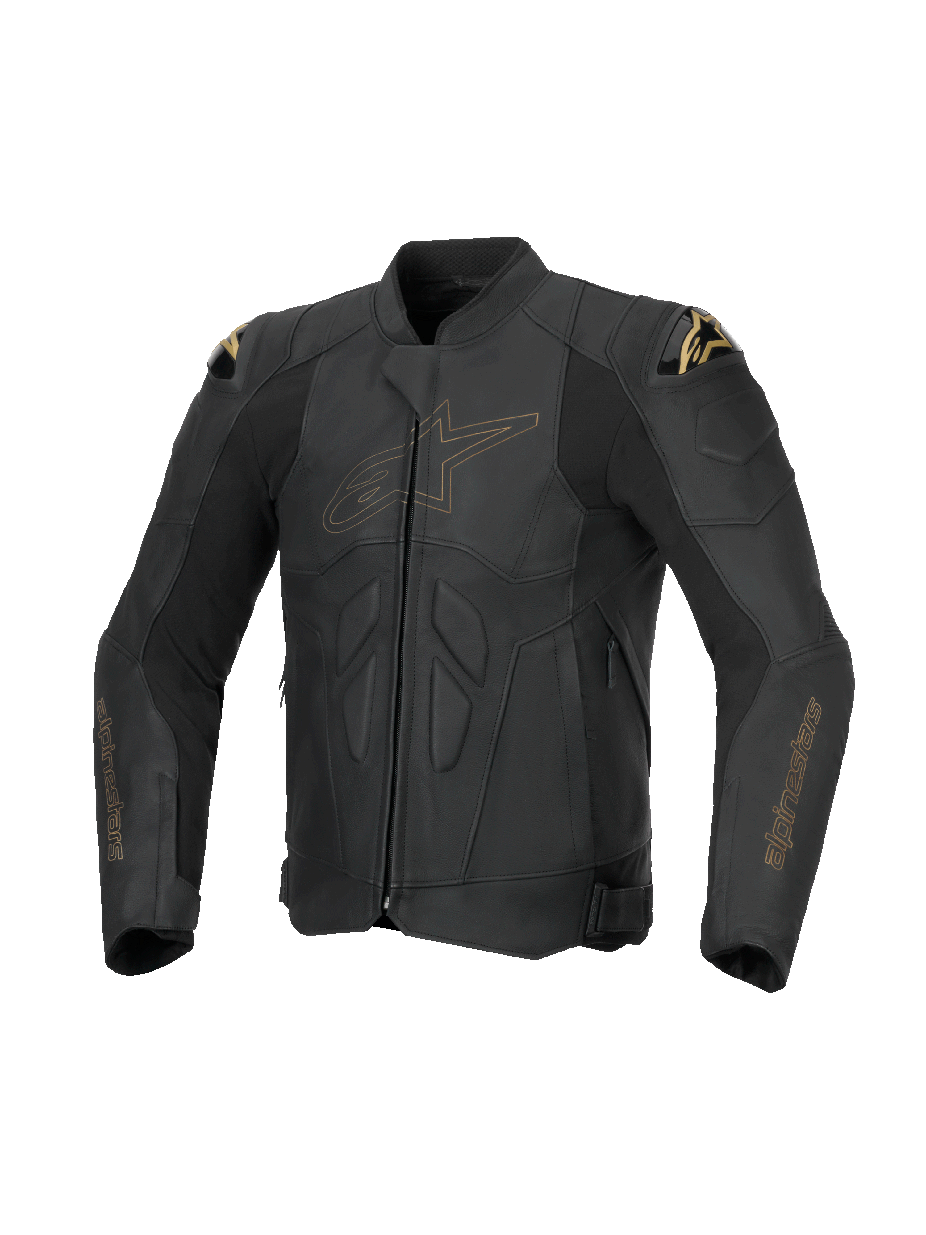 Alpinestars Dusk Leather Jacket, Men's Black Laser racing motorcycle jacket in bovine leather with DFS shoulder sliders.