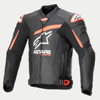 Alpinestars Jaqueta De Couro GP Plus R V4 Airflow, blusão de moto para homem, preto, vermelho fluo e branco, certificado CE, preparado para Tech-Air