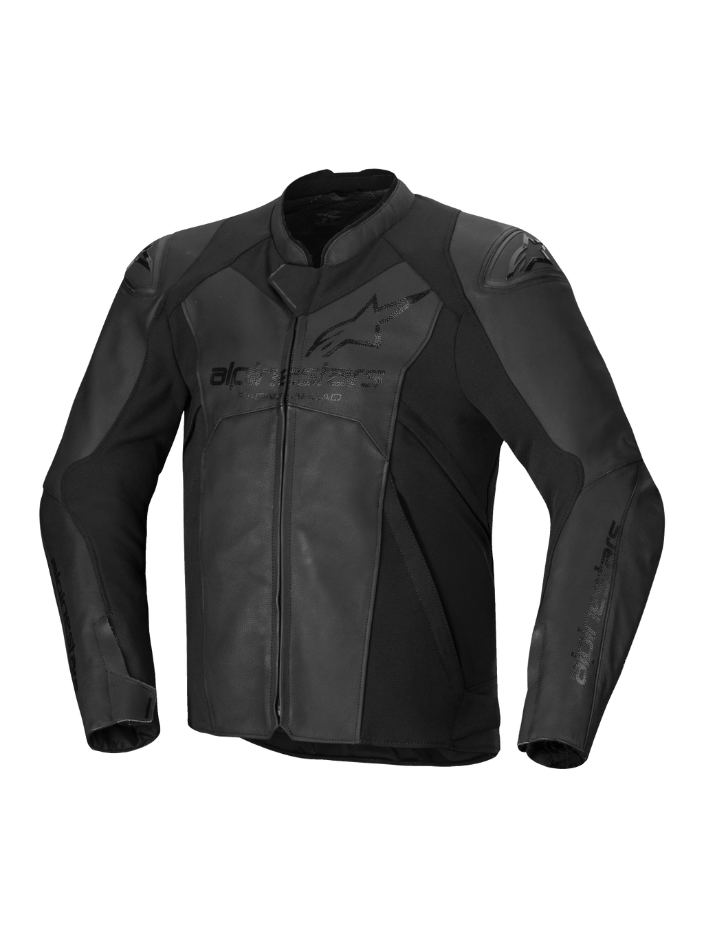 Alpinestars Faster V3 Leather Jacket, casaco de moto desportivo para homem, preto, com construção em couro premium e painéis extensos, certificado CE