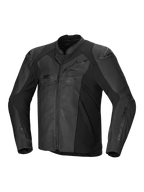 Alpinestars Faster V3 Leather Jacket, casaco de moto desportivo para homem, preto, com construção em couro premium e painéis extensos, certificado CE