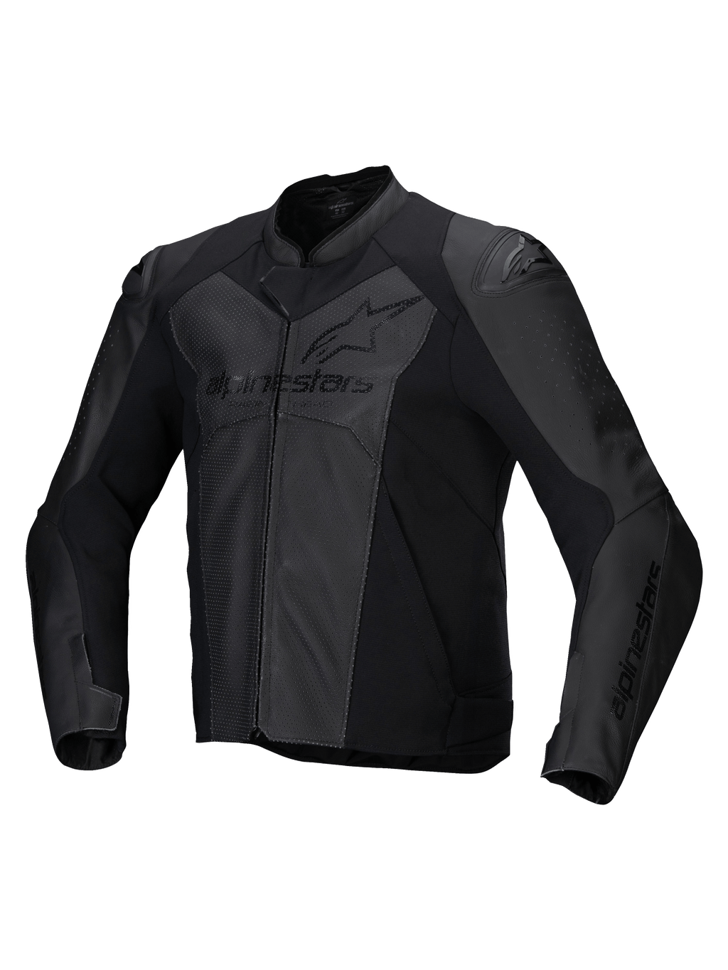 Alpinestars Faster V3 Airflow, casaco de moto em couro para homem, preto, perfurado e com proteção nos ombros