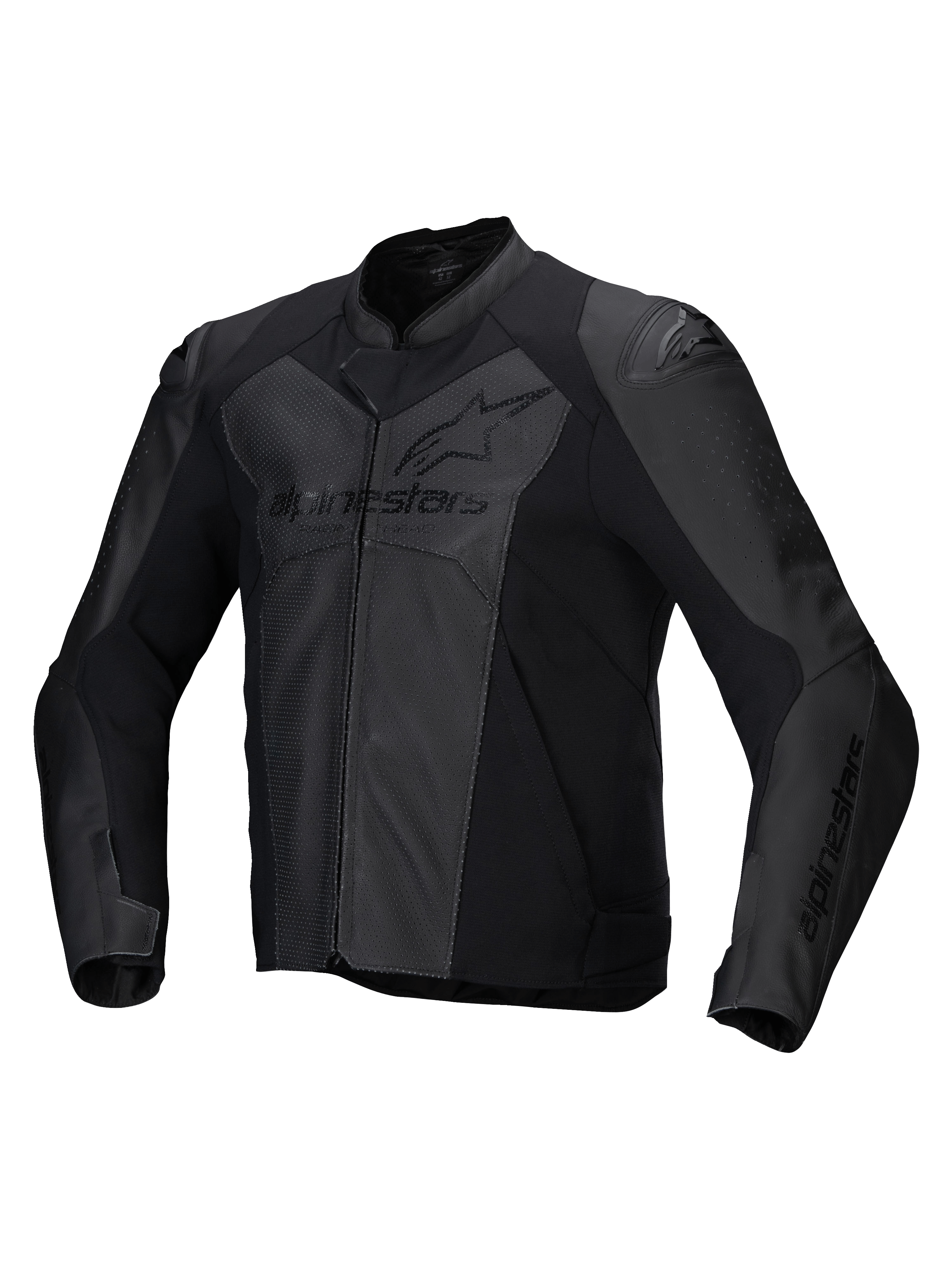 Alpinestars Faster V3 Airflow, casaco de moto em couro para homem, preto, perfurado e com proteção nos ombros