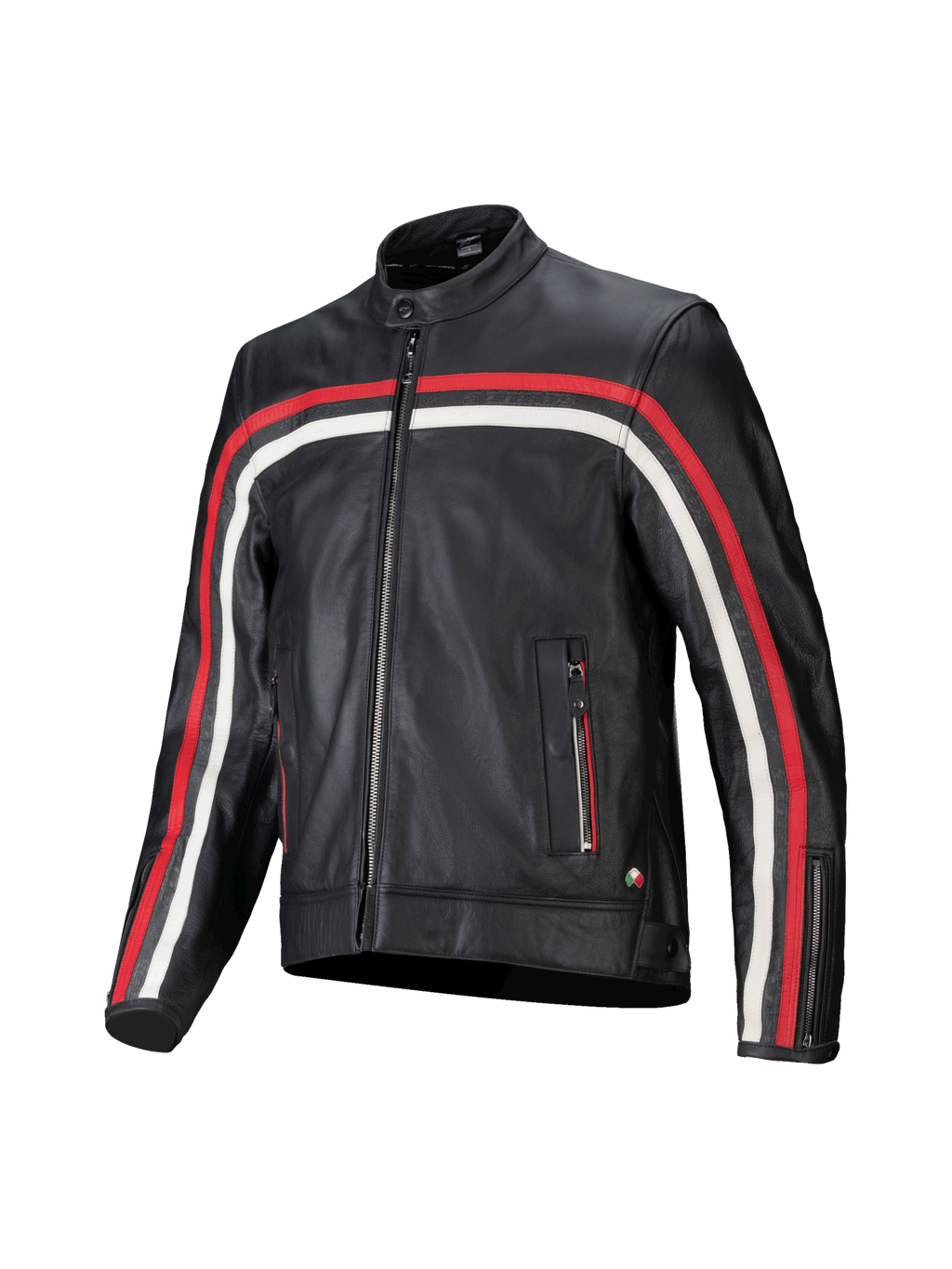 Alpinestars jaqueta de couro Dyno, blusão de moto em couro preto com riscas vermelhas e cruas, compatível com Tech-Air.