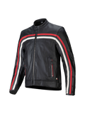 Alpinestars jaqueta de couro Dyno, blusão de moto em couro preto com riscas vermelhas e cruas, compatível com Tech-Air.