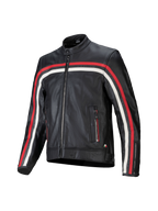 Alpinestars jaqueta de couro Dyno, blusão de moto em couro preto com riscas vermelhas e cruas, compatível com Tech-Air.