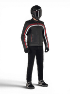 Alpinestars Jaqueta de Couro Dyno, casaco urbano para homem, preto e vermelho rubi, em couro bovino, pronto para Tech-Air.