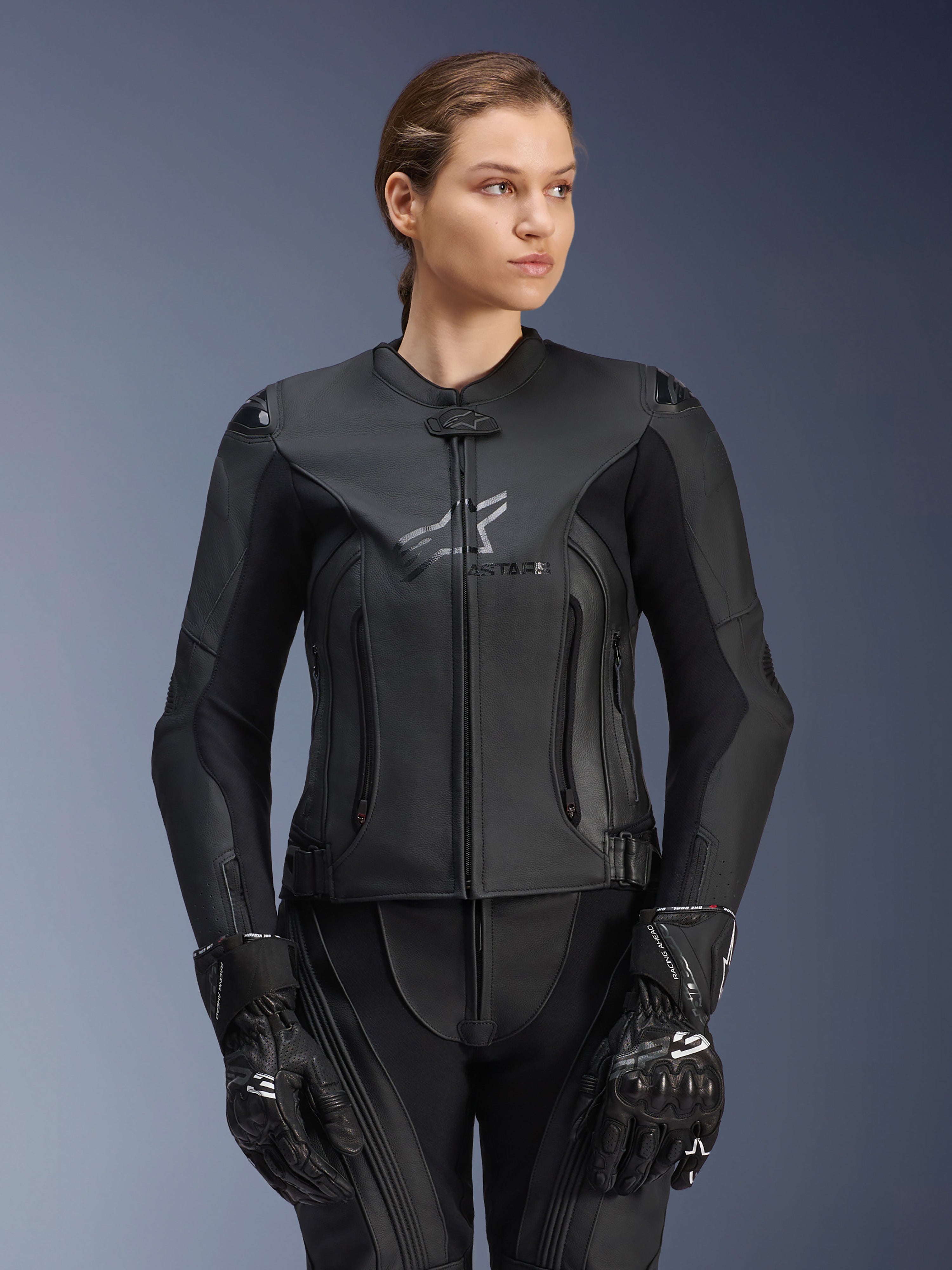Stella GP Plus V4 - Black Motorcycle Jacket | Alpinestars®
