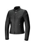 Alpinestars Tory Women Leather Jacket, casaco de motociclismo urbano, preto, corte ajustado com fecho de correr frontal metálico gunmetal, bolsos laterais verticais com fecho de correr, gola em pele perfurada, acabamento elegante em pele bovina