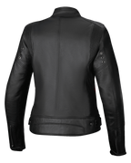 Alpinestars Jaqueta De Couro Stella Dyno, casaco de moto urbano para mulher, vista traseira, preto com detalhes vermelhos, construção em couro bovino premium