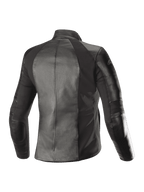 Jaqueta de Couro Feminina Alpinestars Stella Vika V2, preta, vista traseira, com construção em couro de flor integral e painéis elásticos de aramida para um ajuste feminino personalizado, vestuário de motociclismo urbano