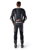 Alpinestars GP-R7 Leather Suit, Black and White, with aerodynamic speed hump and accordion panels for racing.