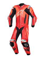 Alpinestars GP Plus V4 Sprint 1PC Leather Suit, Men's Motorcycle Racing Suit in Red Fluo and White, Perforated Leather.