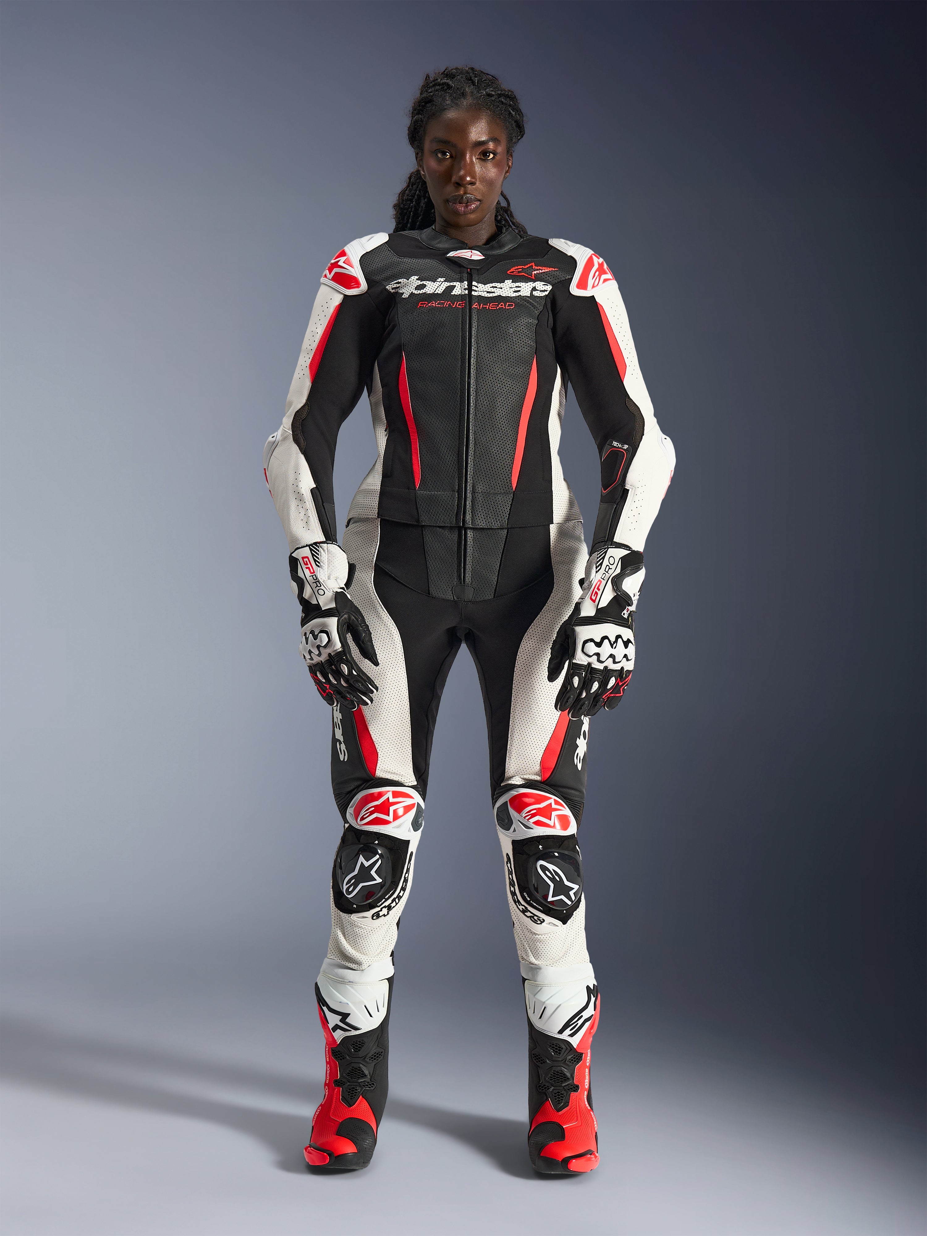 motorcycle girl’s gear 牛革 レーシングスーツ 上下 S Women's Road Suits - Motorcycle Gear | Alpinestars®