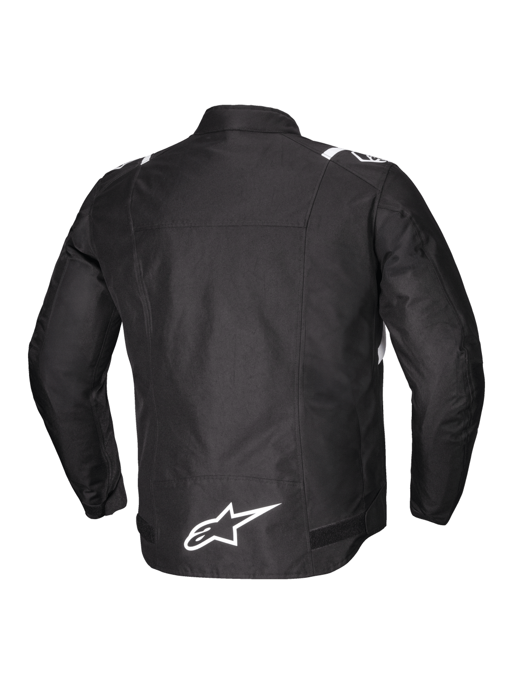 Alpinestars Jaqueta T-SPS V2 Impermeável, casaco de moto para homem, vista traseira em preto e branco com logótipo refletor, certificado CE Classe A em poliéster 600D