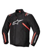 Alpinestars Jaqueta T-SPS V2 Impermeável, casaco de moto para homem, preto com detalhes em branco e vermelho fluo, certificado CE com preparação para Tech-Air