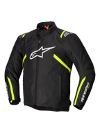 Alpinestars T-SPS V2 Waterproof, casaco de moto desportivo para homem, preto com detalhes em branco e amarelo fluo, impermeável, com proteções certificadas CE