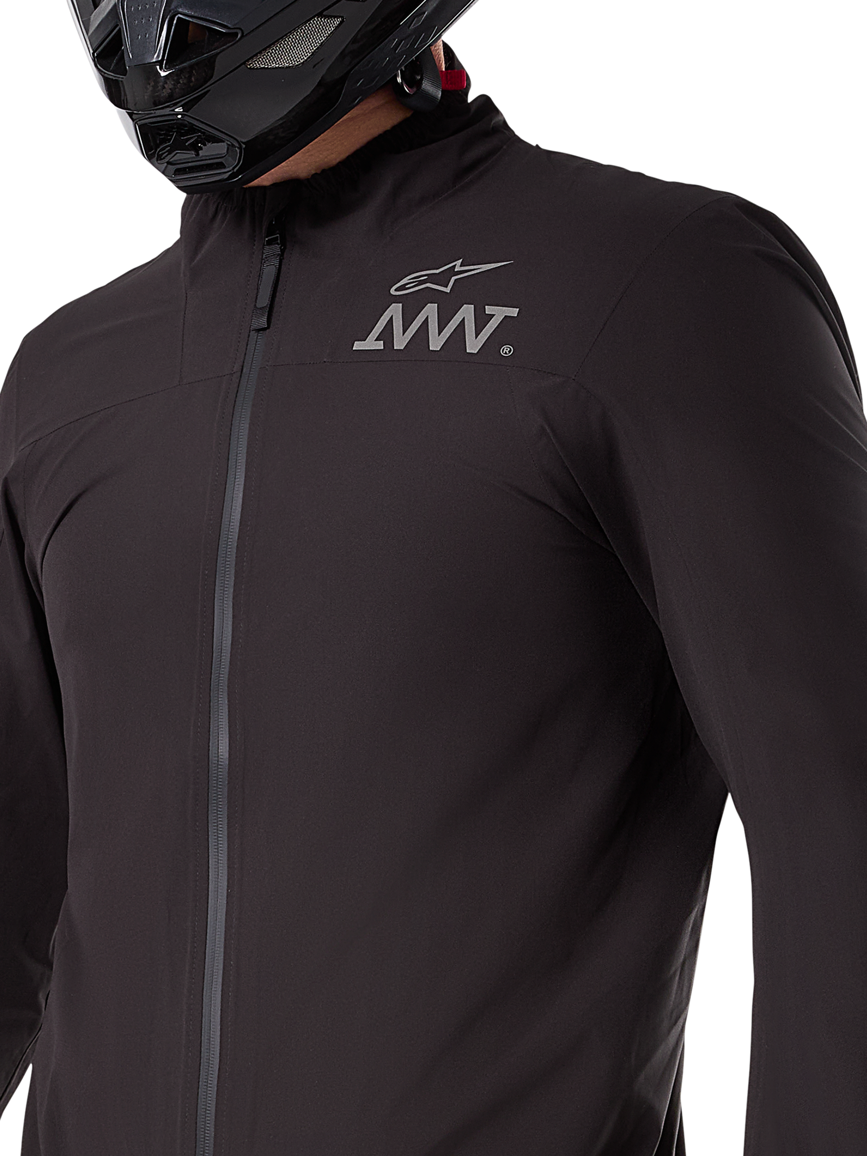 Alpinestars AMT-8 Stretch Drystar® XF Jacket Liner, camada elástica preta impermeável e corta-vento, peça técnica compactável para motociclismo de aventura