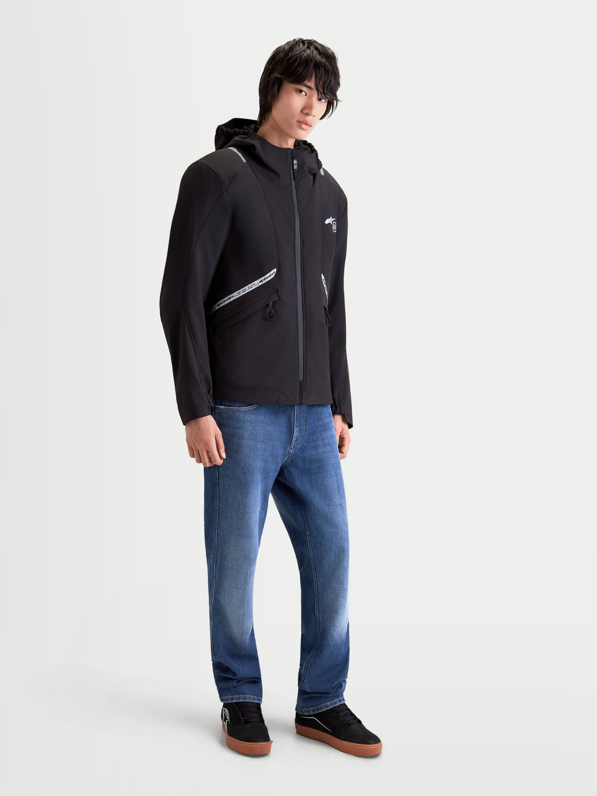 Alpinestars C 5 Drystar casaco de moto para homem, preto, com construção softshell impermeável, capuz integrado e detalhes refletores, num modelo