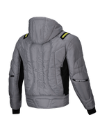 Alpinestars Mohobbs Waterproof Jacket, casaco de moto urbano com capuz para homem, cinzento e verde lima, acolchoado com marca astars nas costas, vista traseira
