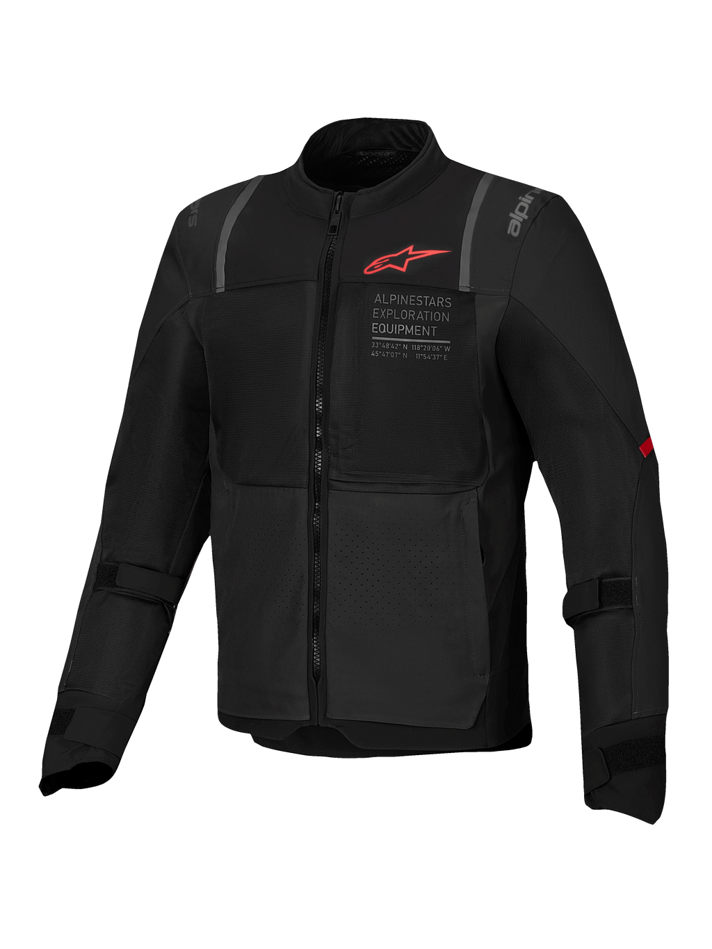 Alpinestars Jaqueta ST-2 Air, casaco de moto touring para homem, preto, painéis de malha, logótipo vermelho e proteção CE AA.