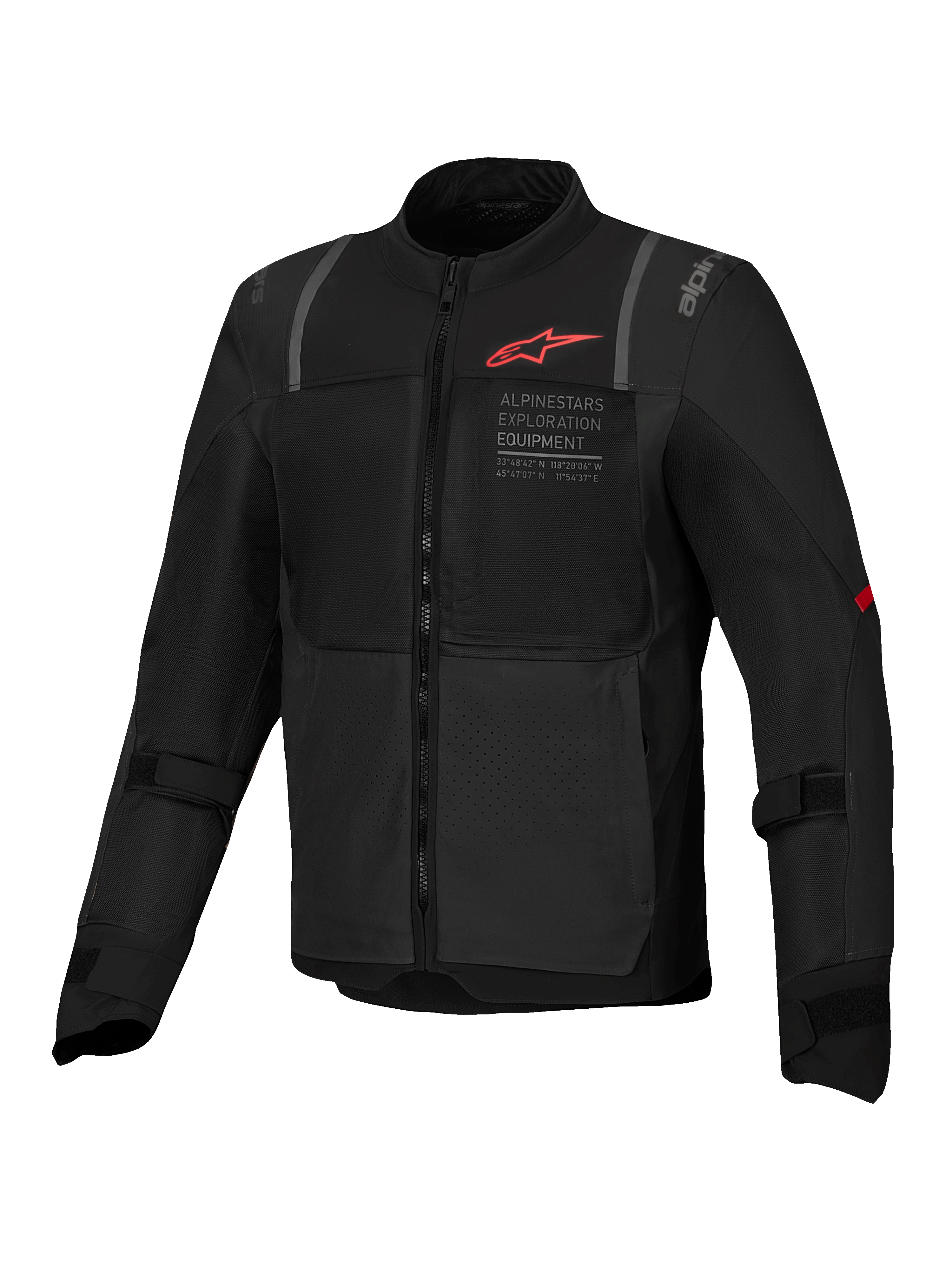 Alpinestars Jaqueta ST-2 Air, casaco de moto touring para homem, preto, painéis de malha, logótipo vermelho e proteção CE AA.