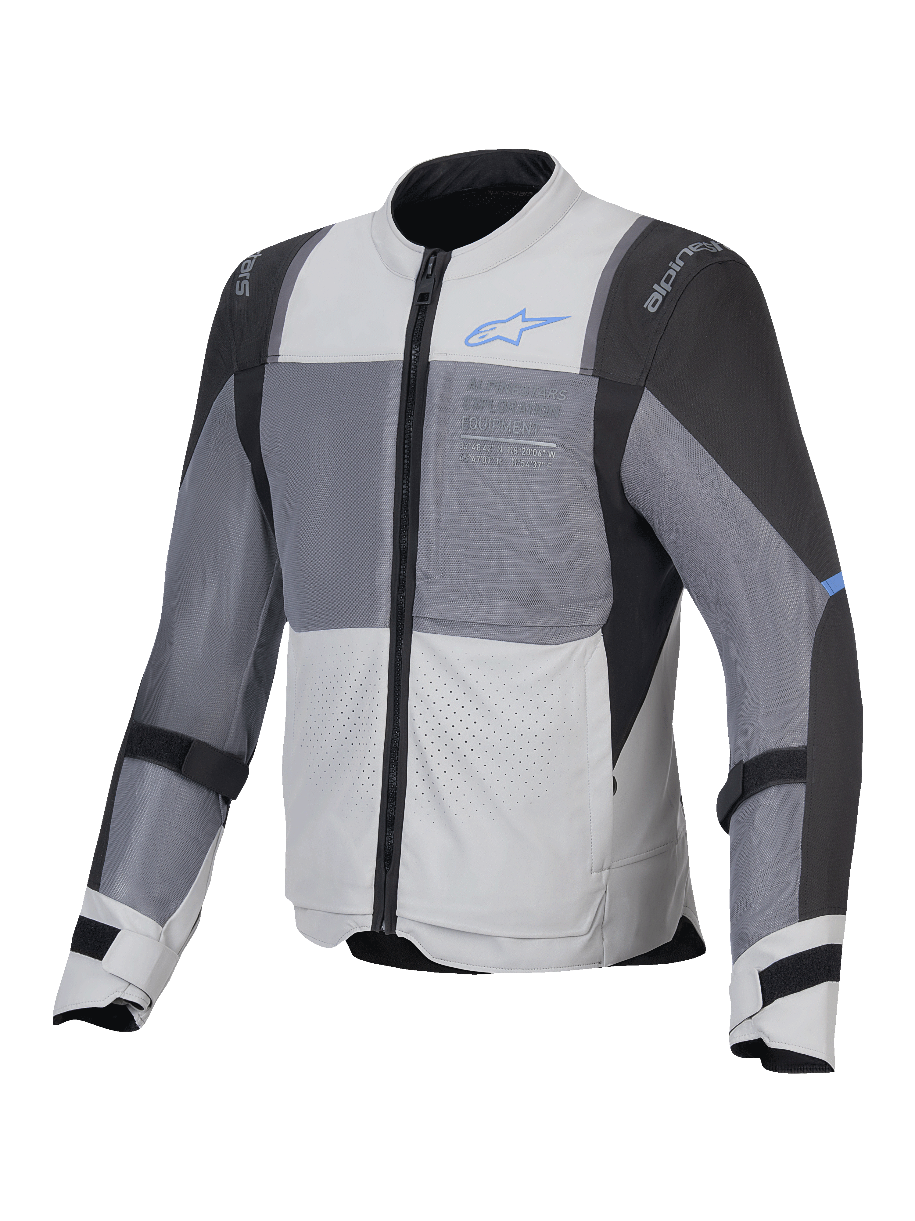 Alpinestars Jaqueta ST-2 Air, casaco de moto para touring para homem, cinzento, cinzento escuro e preto, certificado CE de nível AA, com painéis de ventilação em malha e protetores Nucleon Flex Plus
