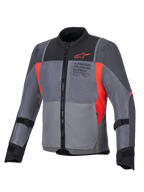 Alpinestars ST-2 Air Jacket, Men's Gray and Red Textile Motorcycle Touring Jacket with ventilated mesh and CE protection.