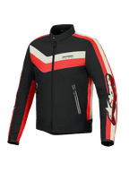 Alpinestars T-Dyno WR Jacket, casaco de moto para homem, preto, vermelho e ecru, certificado CE com corte biker vintage e resistente à água