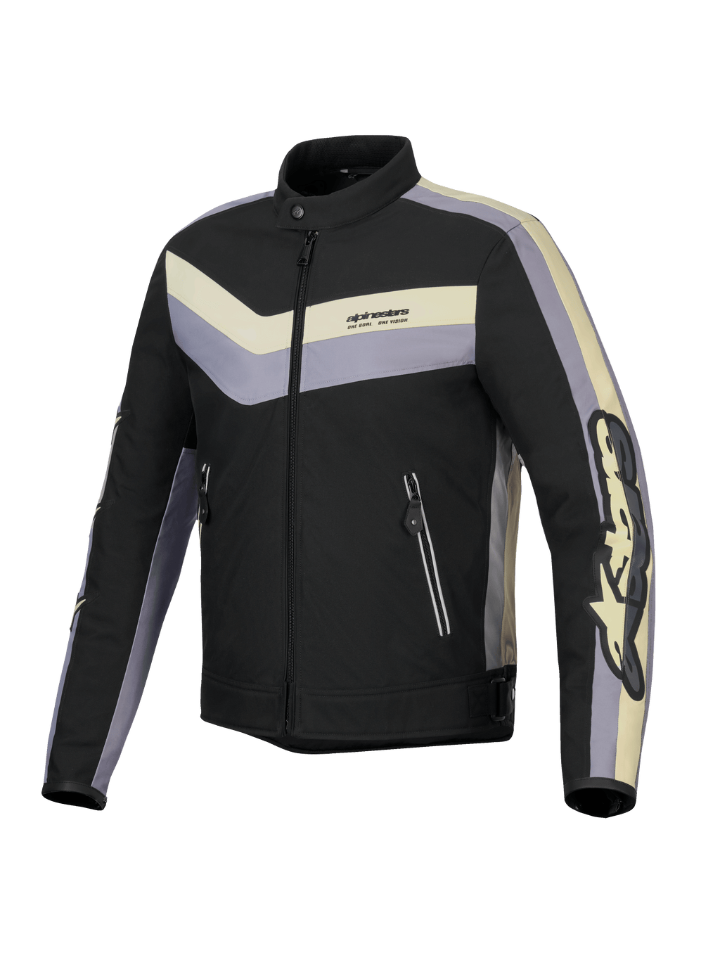 Alpinestars T-Dyno WR Jacket, casaco de moto têxtil para homem, preto, cinzento-escuro e ecru, certificado CE com corte biker de inspiração vintage