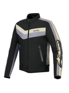 Alpinestars T-Dyno WR Jacket, casaco de moto têxtil para homem, preto, cinzento-escuro e ecru, certificado CE com corte biker de inspiração vintage