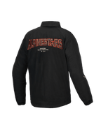 Alpinestars Revved WR Jacket, casaco de moto urbano preto, vista traseira com bordado 3D Alpinestars, cetim resistente à água, certificado CE de nível A