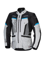 Alpinestars Bogota' Pro Drystar®, casaco de moto touring para homem, cinzento gelo e preto com ciano, têxtil impermeável.