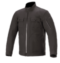 Alpinestars Solano Waterproof Jacket, Urban Motorcycle Jacket, Black, high straight collar with central waterproof zipper, two buttoned chest pockets, zippered pocket on the sleeve, casual textile construction with a smooth finish