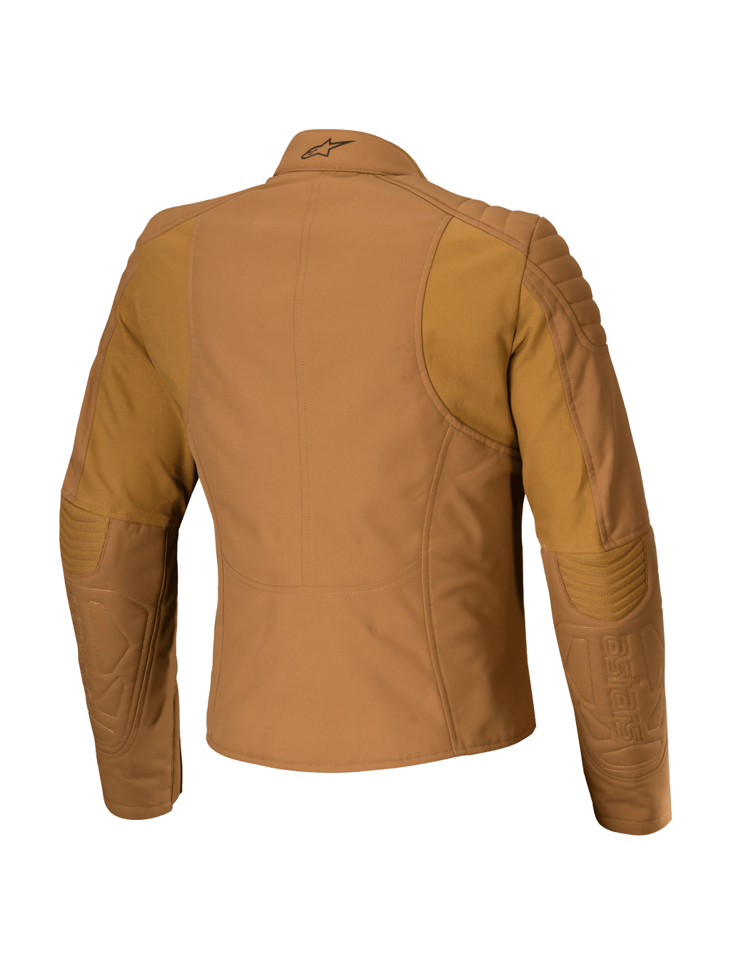 Alpinestars Isla WR Women's Jacket, Urban Motorcycle Jacket, Utility Brown Light Gold, Rear view featuring quilted shoulder and elbow reinforcement, tailored feminine fit with ergonomic stretch panels, matte finish water-repellent textile