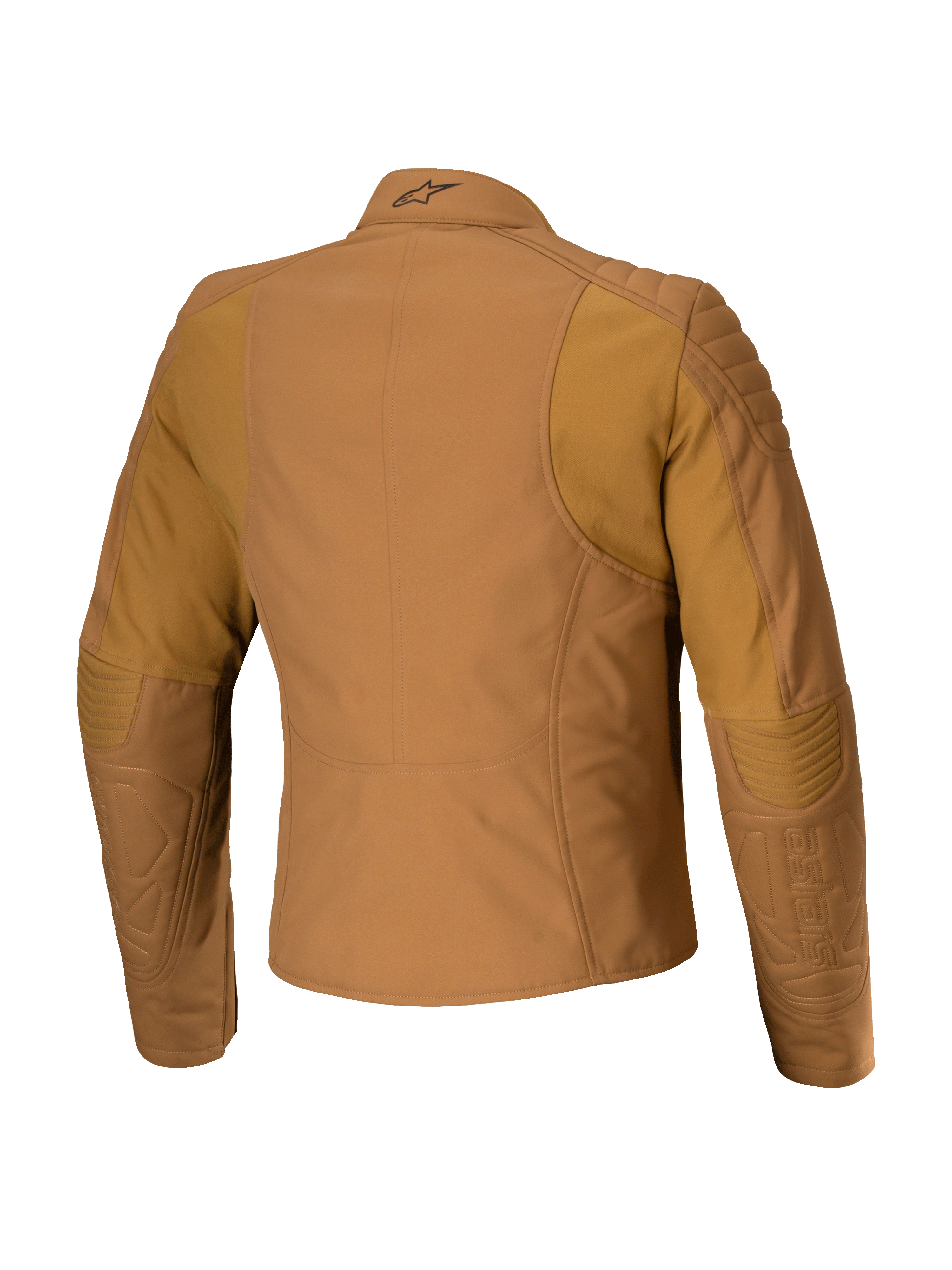 Alpinestars Isla WR Women's Jacket, Urban Motorcycle Jacket, Utility Brown Light Gold, Rear view featuring quilted shoulder and elbow reinforcement, tailored feminine fit with ergonomic stretch panels, matte finish water-repellent textile