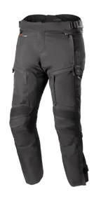 Alpinestars Bogota Pro Drystar 4 Seasons Pants Short, Black Motorcycle Touring Pants, Waterproof and Breathable, Reinforced Accordion Knee Panels, Adjustable Waist Straps, Zippered Ventilation and Pockets, Durable Ripstop Fabric, All-Season Protection
