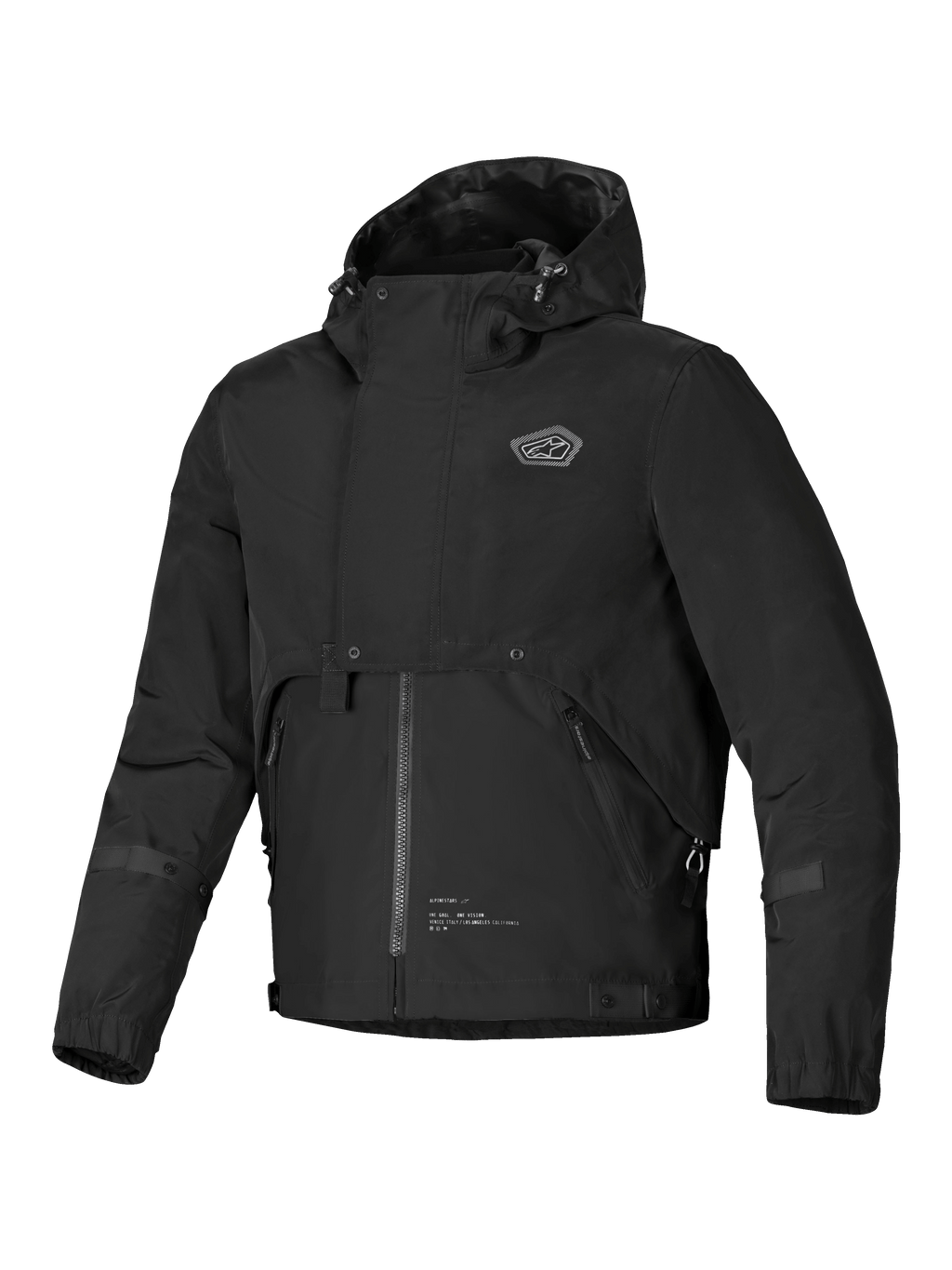 Alpinestars Casaco Impermeável Mootant, casaco de moto urbano para homem preto com capuz integrado e design modular, certificado CE