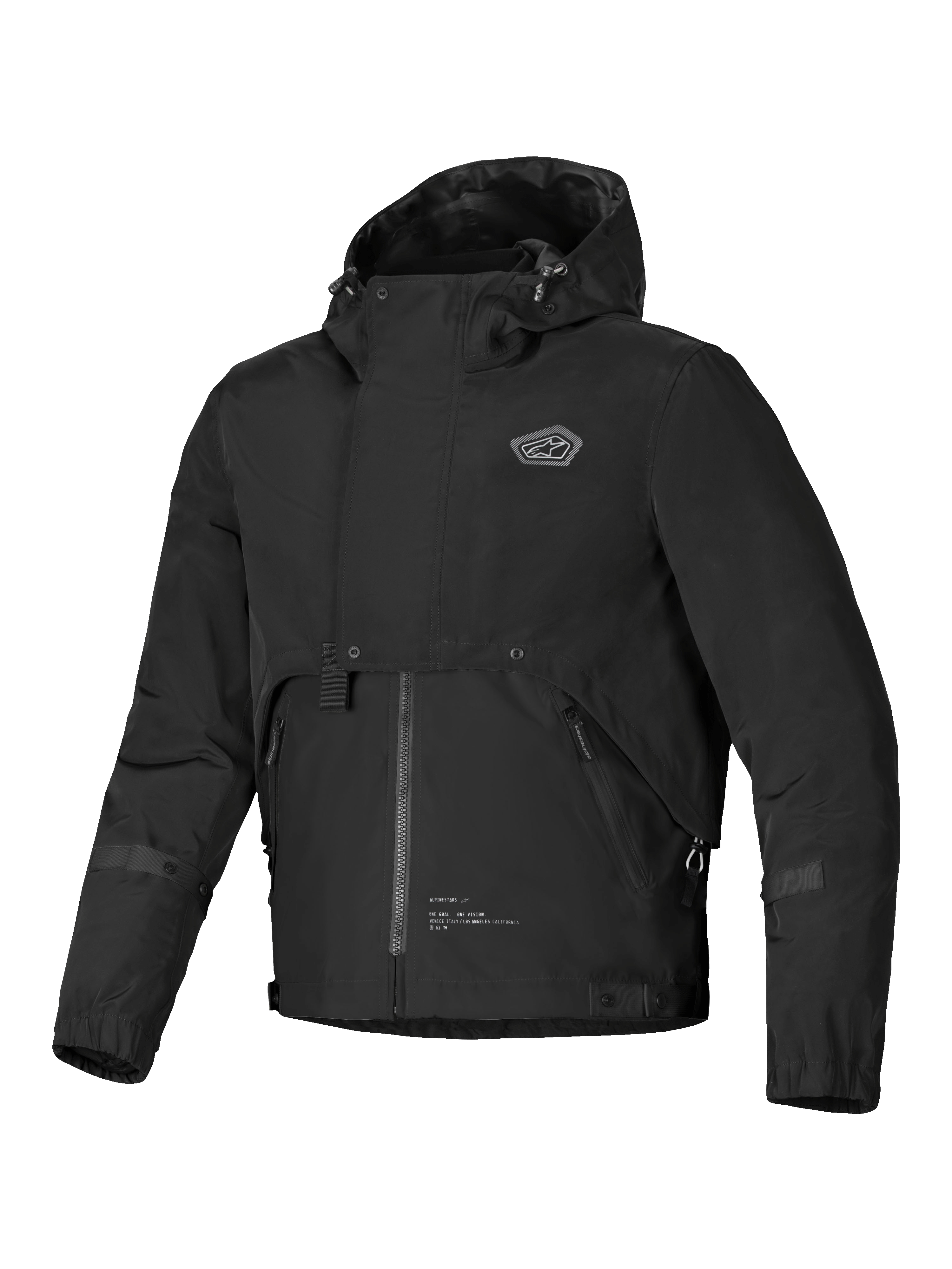Alpinestars Casaco Impermeável Mootant, casaco de moto urbano para homem preto com capuz integrado e design modular, certificado CE