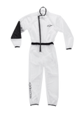 Alpinestars macacão impermeável para kart e kart jovem, fato transparente com detalhes pretos e cotovelo reforçado.