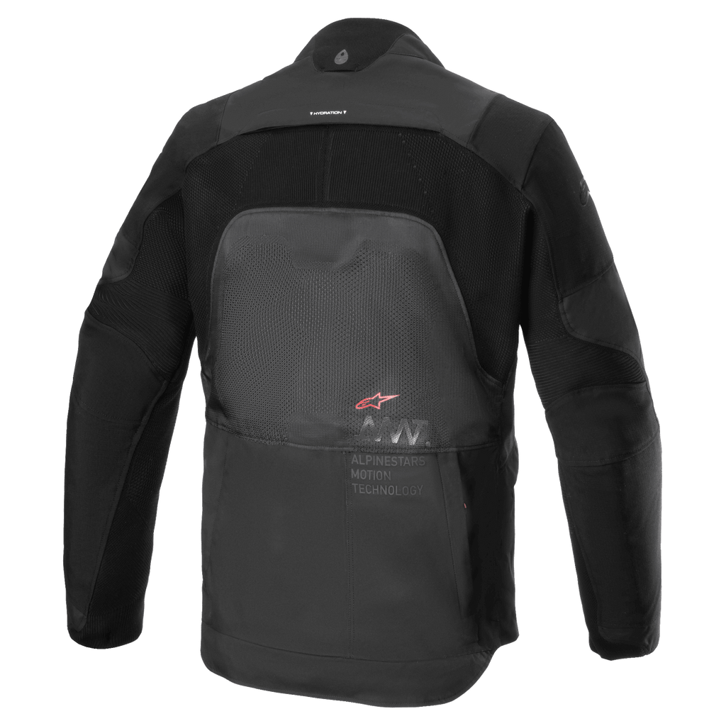 Alpinestars AMT-7 Air Jacket, casaco de motociclismo, preto Dark Shadow, vista traseira mostrando painéis de ventilação MATRYX nas costas, CORDURA Ripstop nos ombros e braços, e a marca Alpinestars Motion Technology