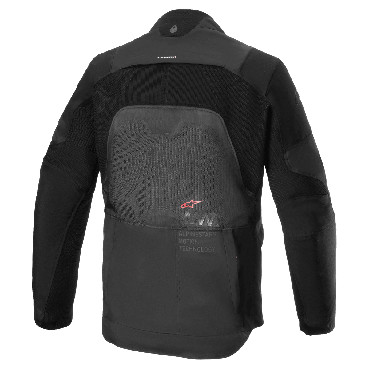 Alpinestars AMT-7 Air Jacket, casaco de motociclismo, preto Dark Shadow, vista traseira mostrando painéis de ventilação MATRYX nas costas, CORDURA Ripstop nos ombros e braços, e a marca Alpinestars Motion Technology