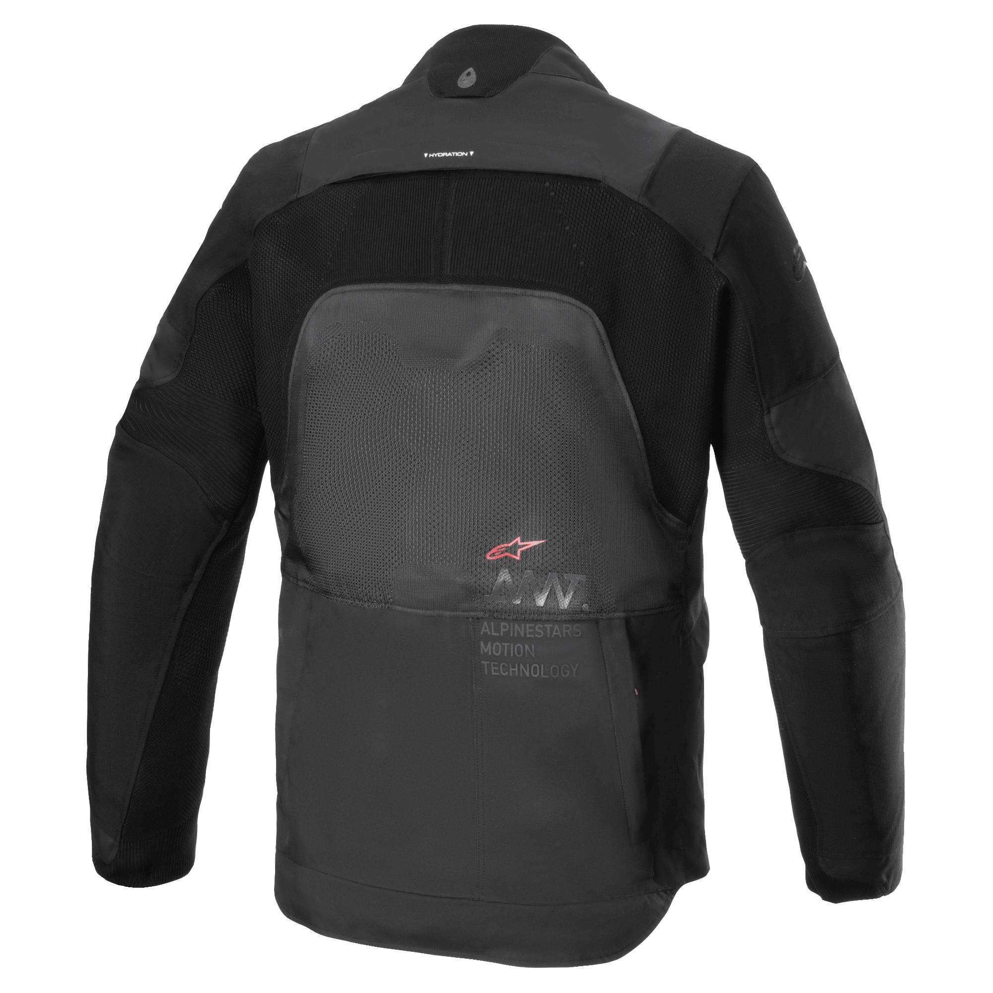 Alpinestars AMT-7 Air Jacket, casaco de motociclismo, preto Dark Shadow, vista traseira mostrando painéis de ventilação MATRYX nas costas, CORDURA Ripstop nos ombros e braços, e a marca Alpinestars Motion Technology