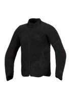Casaco Alpinestars Aeroshell Airflow, casaco de motociclismo, preto antracite, softshell elástico e leve com zonas de ventilação perfuradas a laser, painéis de malha e logótipo discreto no peito, design de corte desportivo para condução em clima quente