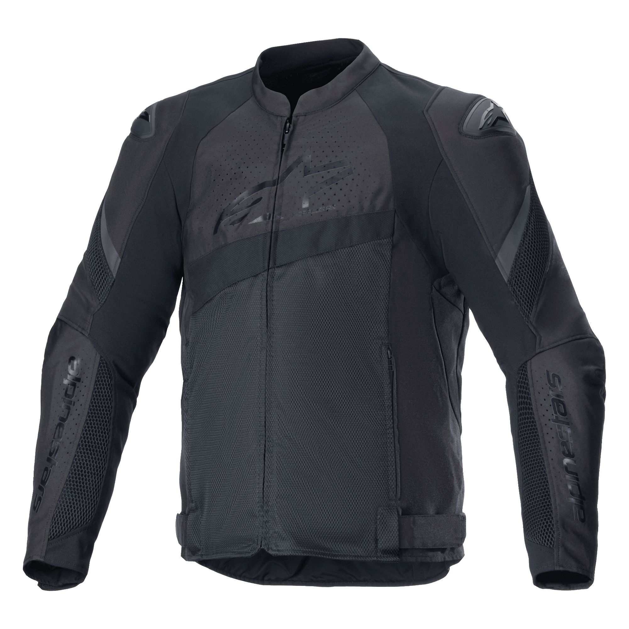 Alpinestars T-GP Plus R V4 Airflow Jacket, Black Textile Motorcycle Racing Jacket, Extensive Mesh Ventilation Panels, Perforated Chest and Back Zones, DFS Lite Shoulder Protectors, Adjustable Waist Straps, Sport Performance Riding Gear