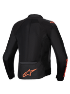Alpinestars Viper Air V4, casaco de moto para homem, vista traseira com painéis de malha técnica, preto e vermelho fluo
