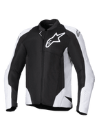 Alpinestars Viper Air V4 Jacket, Textile Motorcycle Jacket, Black and White, featuring large white Astar logo on chest, perforated mesh panels for airflow, ergonomic sport fit for road riding