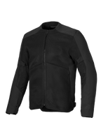 Casaco Alpinestars C-1 Air, casaco de motociclismo preto, com grandes painéis de ventilação em malha, estrutura em polifabric 450D, logótipo discreto em relevo nos ombros, design urbano contemporâneo para condução em climas quentes